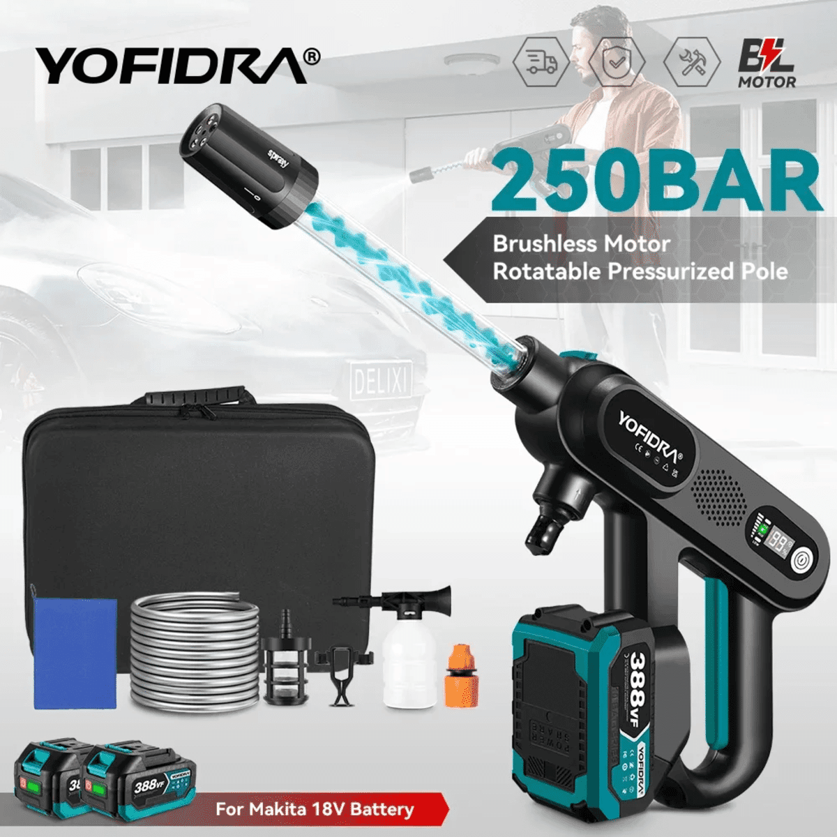 Yofidra 250bar 무선 고압 세척기 - 알리익스프레스 직구