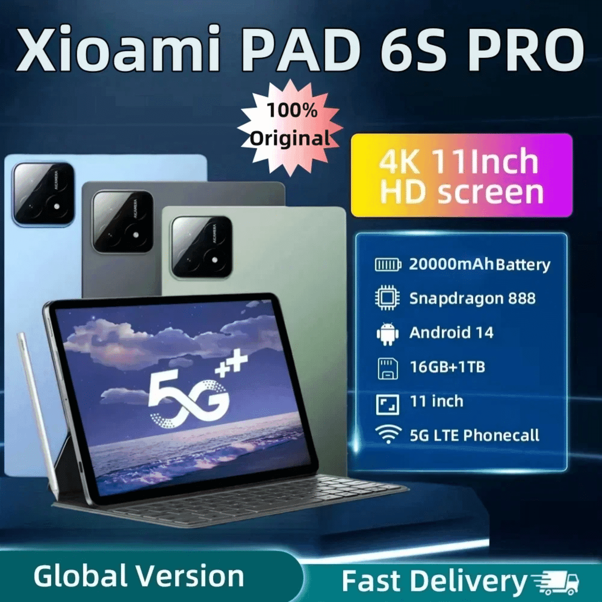 11인치 HD 4K 안드로이드 14, 5G 듀얼 SIM 지원 - 알리익스프레스 직구