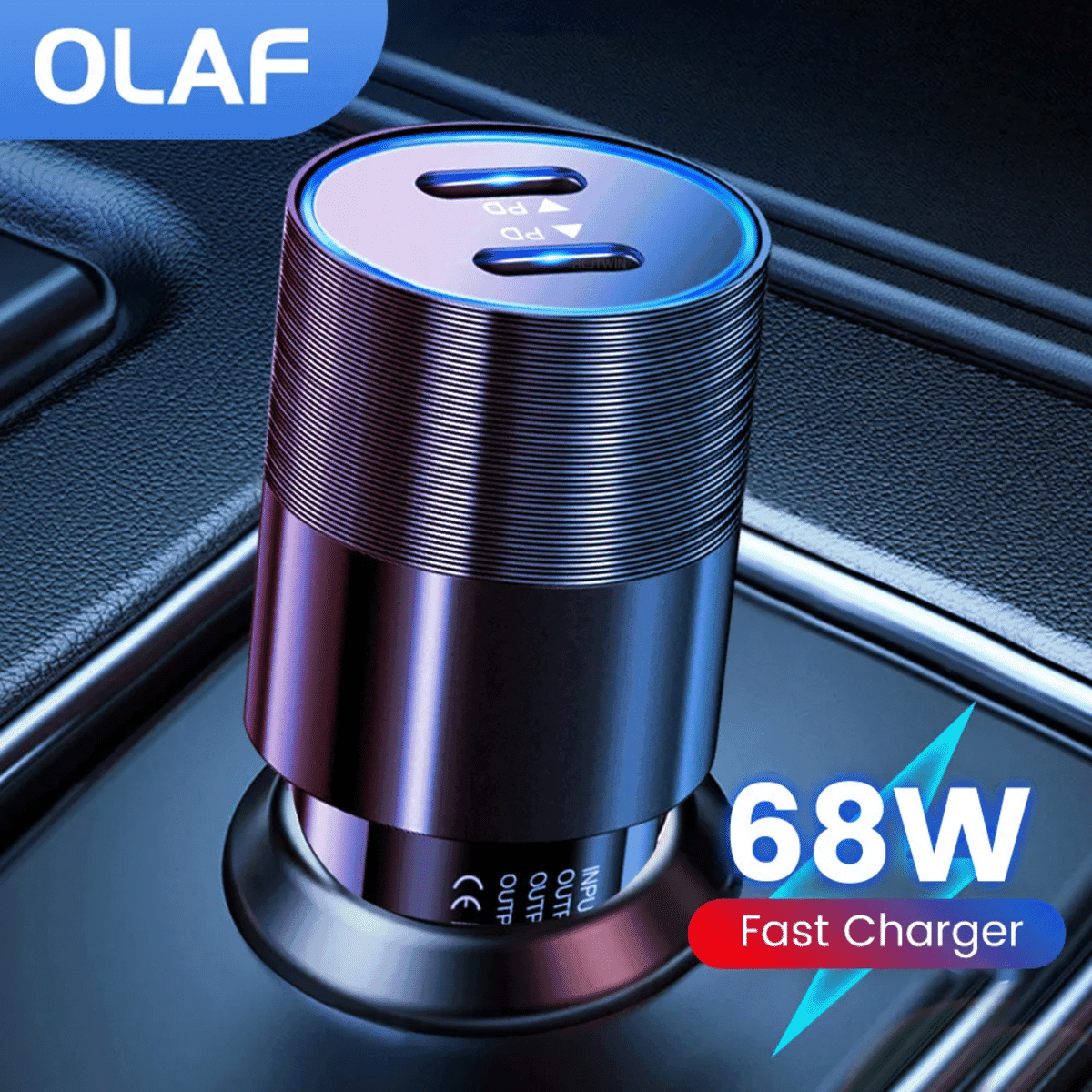 68W 듀얼 USB 타입 C 차량용 충전기 – 고속 충전 메탈 어댑터, 아이폰 13/12 및 안드로이드 호환 - 알리익스프레스 직구