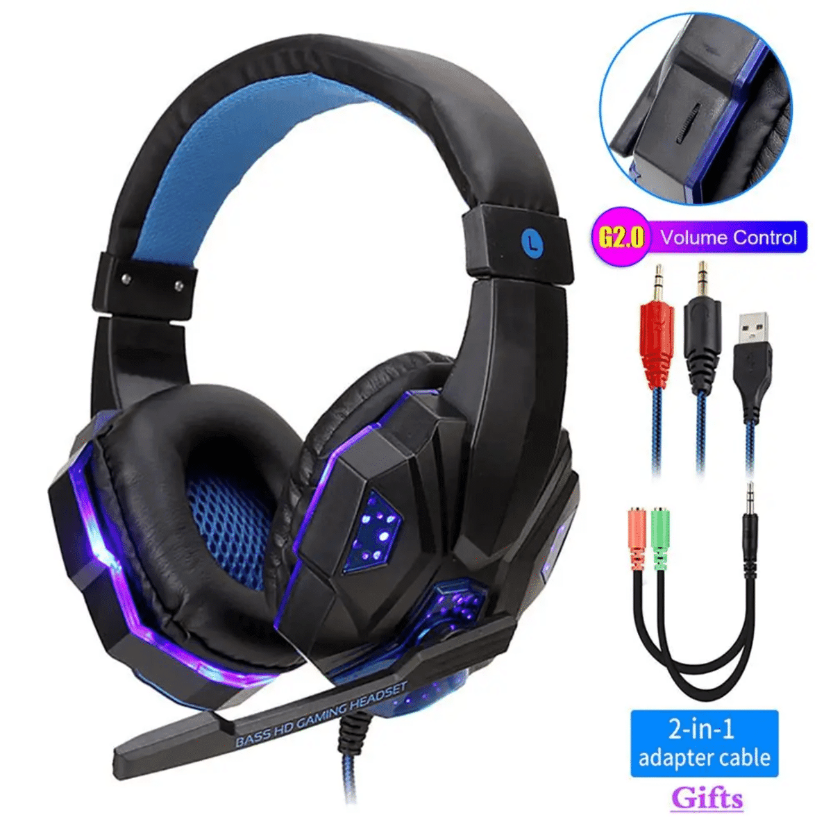 전문 LED 라이트 유선 게이밍 헤드셋 - PS4, PS5, Xbox 및 PC용 - 알리익스프레스 직구